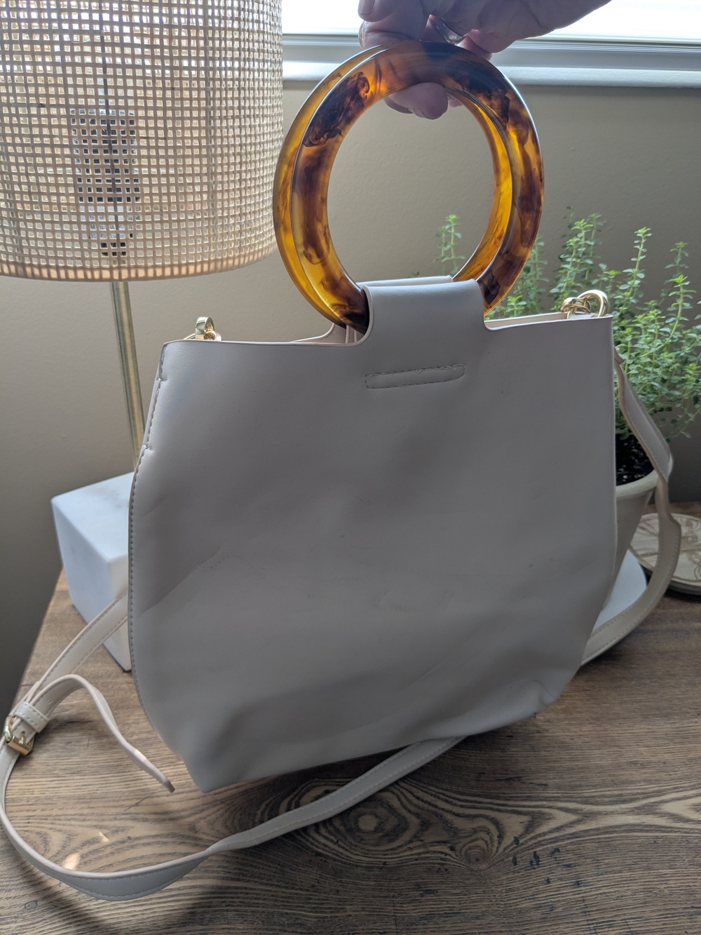 Joe Fresh Ivory Tote with Tortoiseshell Ring Handle